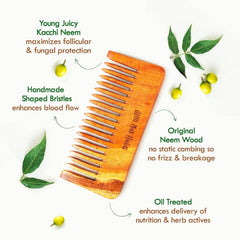 Nat Habit oil-treated neem wooden comb with wide teeth