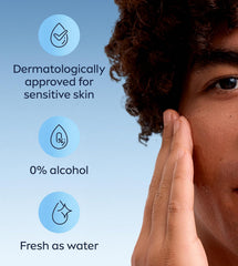 Man applying NIVEA MEN Sensitive after shave lotion to cheek