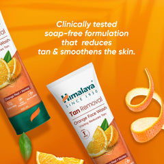 Himalaya Tan Removal orange face wash tube with orange peel and honey graphics