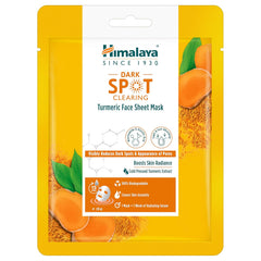 Himalaya turmeric face sheet mask pouch, yellow with Dark Spot Clearing label