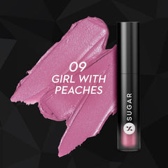 Lip cream tube with glittery mauve-pink swatch