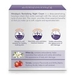 Cardboard box for revitalizing night cream with feature icons