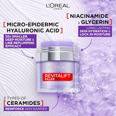 Water-cream jar with purple lid and silver base, white cream drop illustration