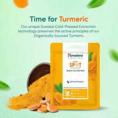 Himalaya turmeric face sheet mask pouch with turmeric powder and orange slices