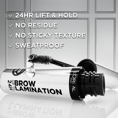 Brow lamination applicator tube with attached black brush head