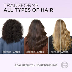 Hair serum transformation panels: curly and wavy hair before and after