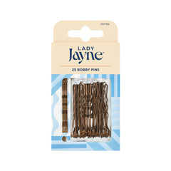 Bobby pins 25-pack on retail card, dark brown metal pins
