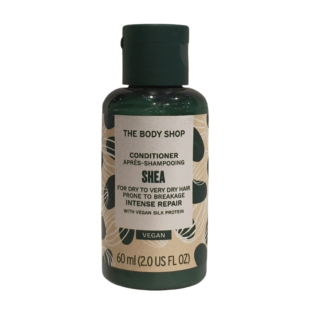 Shea conditioner bottle, dark green with pump-style cap, 60 ml