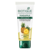 Biotique Pineapple oil control foaming face wash tube, white with green cap and base