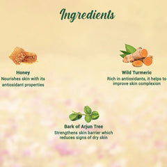 Ingredients graphic for Biotique honey gel foaming face wash with honey and plant icons