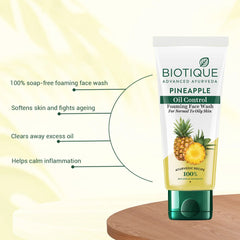 Pineapple oil control foaming face wash tube with white label and green base