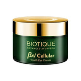 Youth eye cream jar with gold lid, dark green container