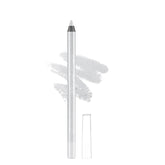 Silver gel kajal pencil with pointed tip and clear cap
