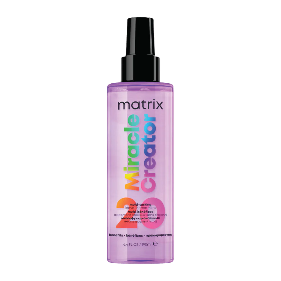 Matrix Miracle Creator leave-in spray, purple bottle with black pump