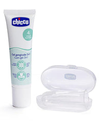 Chicco gum gel and finger toothbrush set with tube and oval case