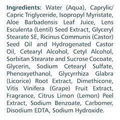 Anti-wrinkle cream ingredients list in black text on white background