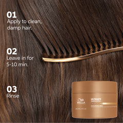 Ultimate Smooth hair mask jar with Wella label, brown-gold container