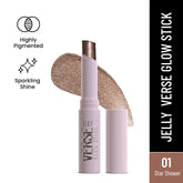 Jelly glow stick lipstick in lilac tube with bronze shimmer cap, shade 01 Star Shower