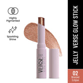 Swiss Beauty jelly glow stick, bronzed bronze glittery tip in light pink tube