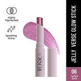 Jelly glow stick in purple glitter shade, capped tube with glitter stick