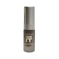 The Body Shop brow pomade in brown; label on gray bottle, 4 ml