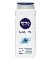 NIVEA MEN Sensitive shower gel bottle, 500ml, white with blue cap