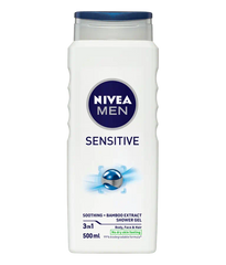 NIVEA MEN Sensitive shower gel bottle, 500ml, white with blue cap