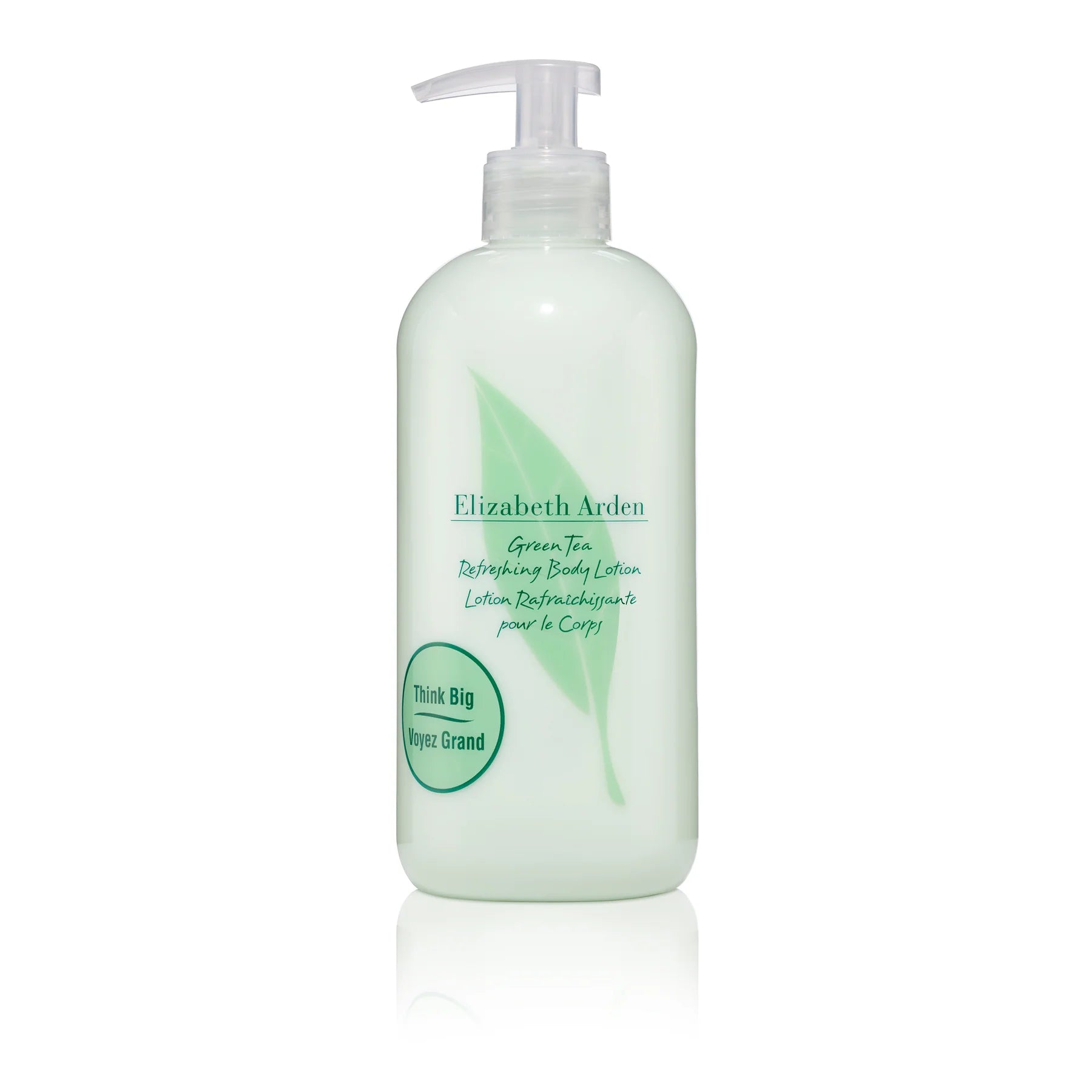 Elizabeth Arden Green Tea body lotion bottle with pump, green-tinted plastic, 500 ml