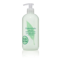 Elizabeth Arden Green Tea body lotion bottle with pump, green-tinted plastic, 500 ml
