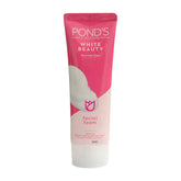 Pond's facial foam tube, pink top and pink label with white lower section, 50g