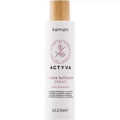 ACTYVA color protection cream bottle, white label with kemon and ACTYVA text