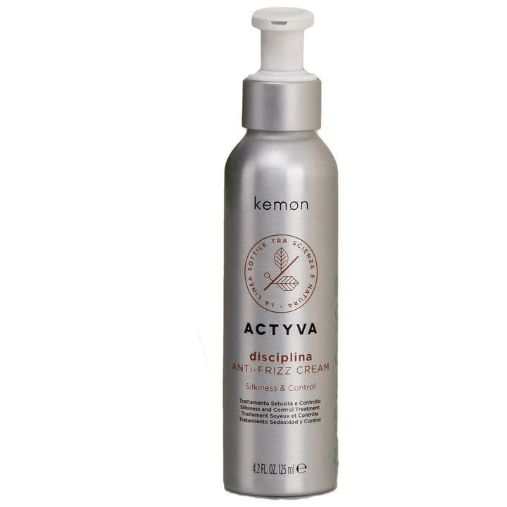 ACTYVA anti-frizz cream bottle with white pump, silver-toned, 125 ml