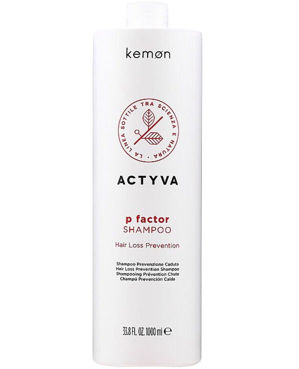 ACTYVA p factor hair loss prevention shampoo bottle, white with cap