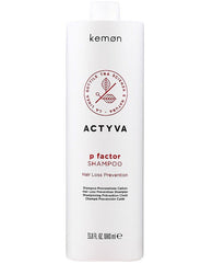 ACTYVA p factor hair loss prevention shampoo bottle, white with cap