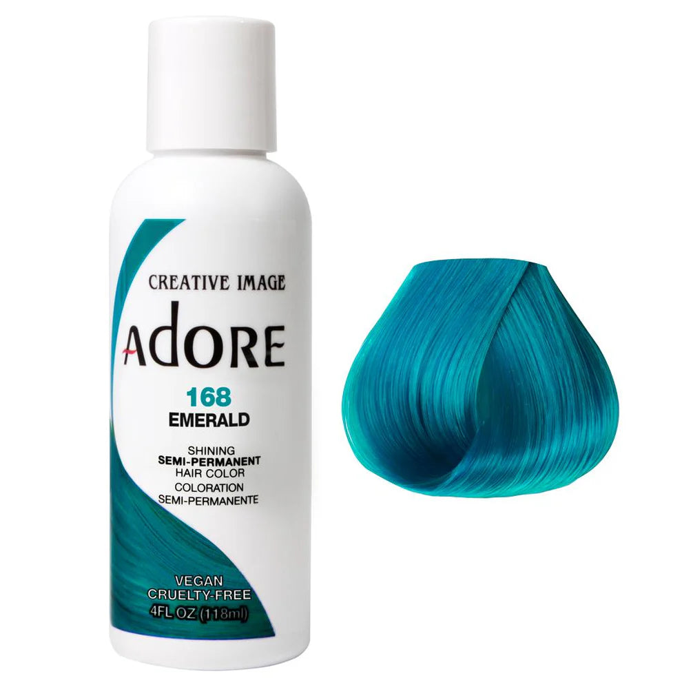 Emerald hair color semi-permanent bottle with teal shade swatch