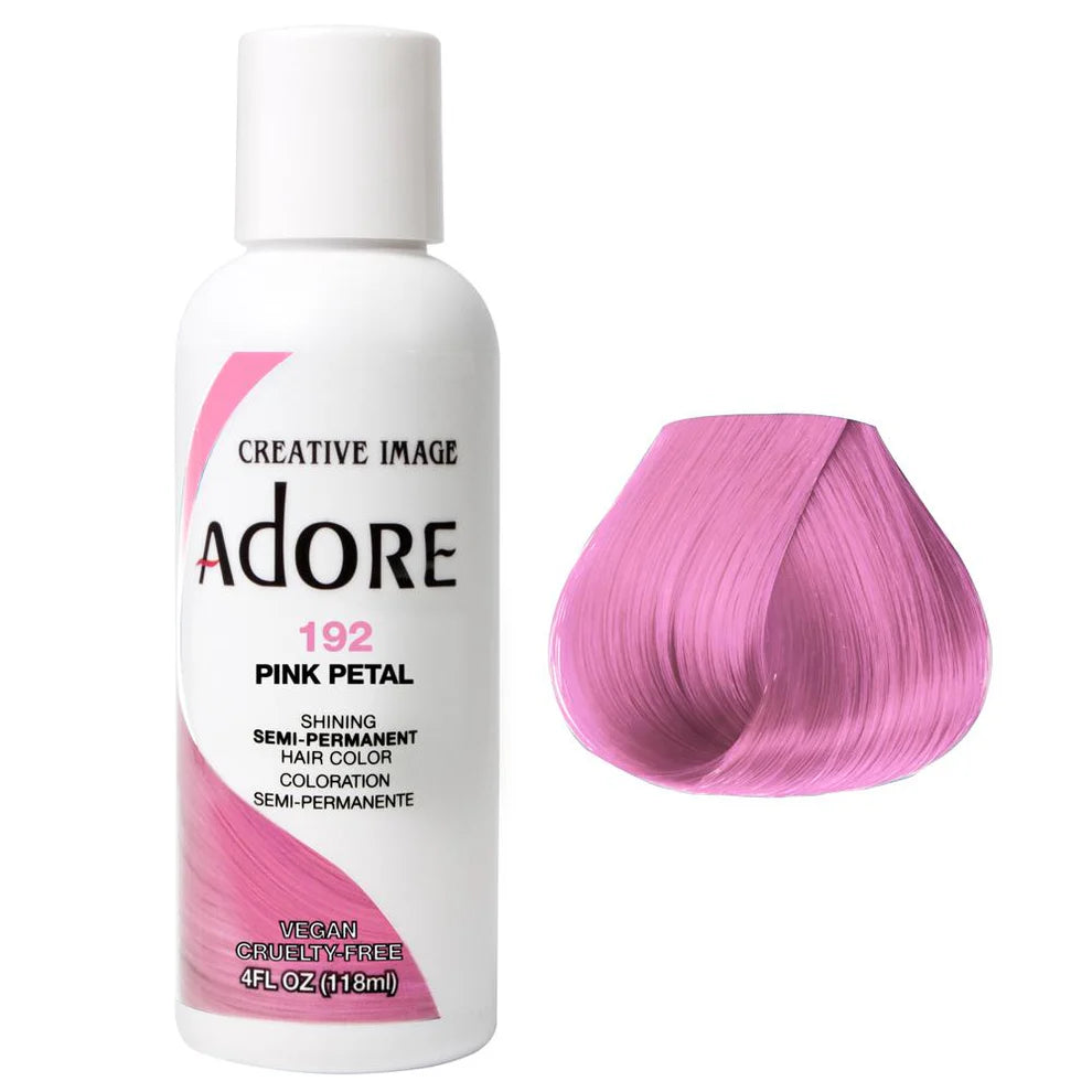 Pink semi-permanent hair dye bottle, ADORE 192 Pink Petal (118 ml)