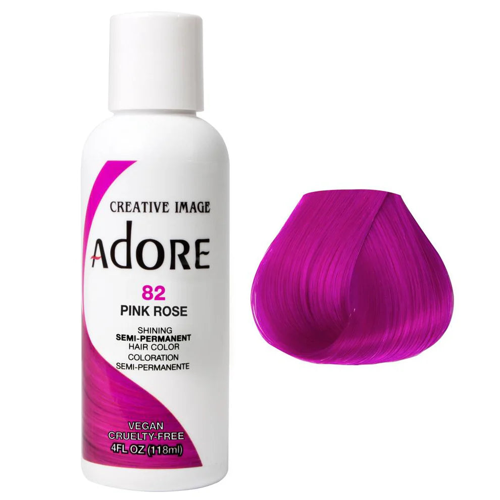 Adore 82 Pink Rose semi-permanent hair color bottle, 4 fl oz