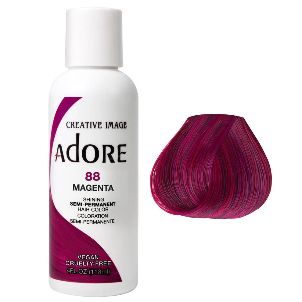 Hair dye bottle ADORE 88 Magenta, semi-permanent color, 4 fl oz (118 ml)