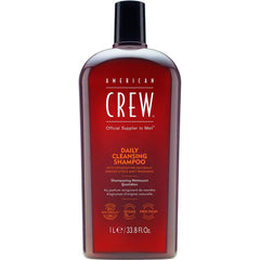American Crew Daily Cleansing Shampoo bottle, 1 L, amber liquid with black cap
