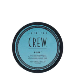 American Crew Fiber styling paste jar lid with turquoise label and black rim