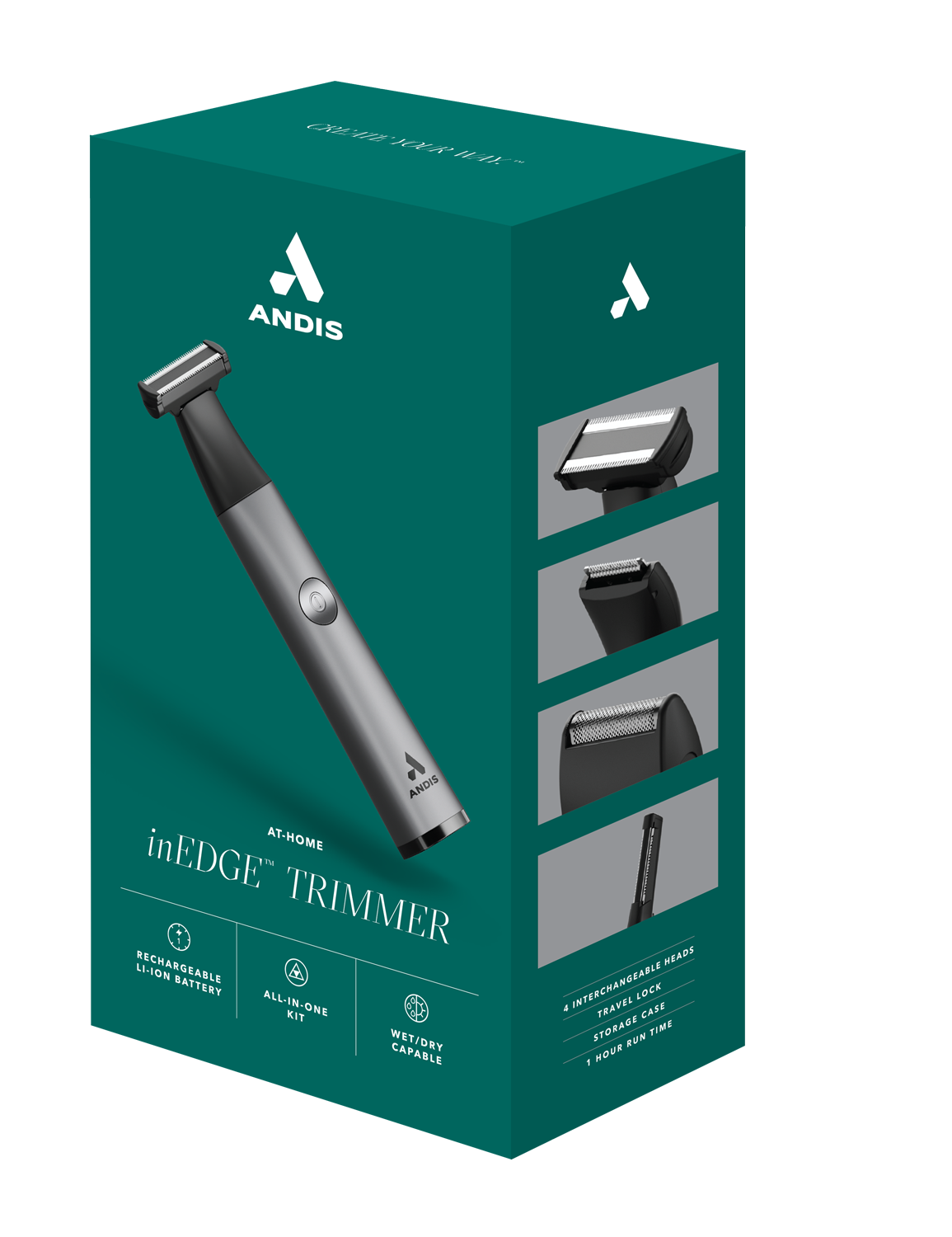 Andis 4-in-1 trimmer kit box with teal packaging