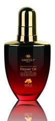 Dancoly Repair Oil argan oil bottle with gold cap, dark red glass 60 ml