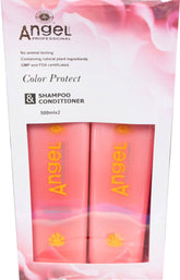 Angel Color Protect shampoo & conditioner duo box with two pink bottles, 500ml x2