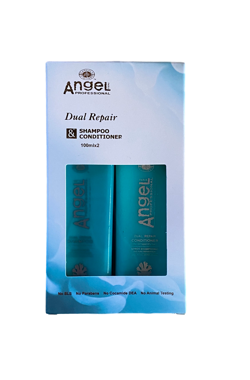 Angel Professional Dual Repair travel shampoo & conditioner duo set, 100ml