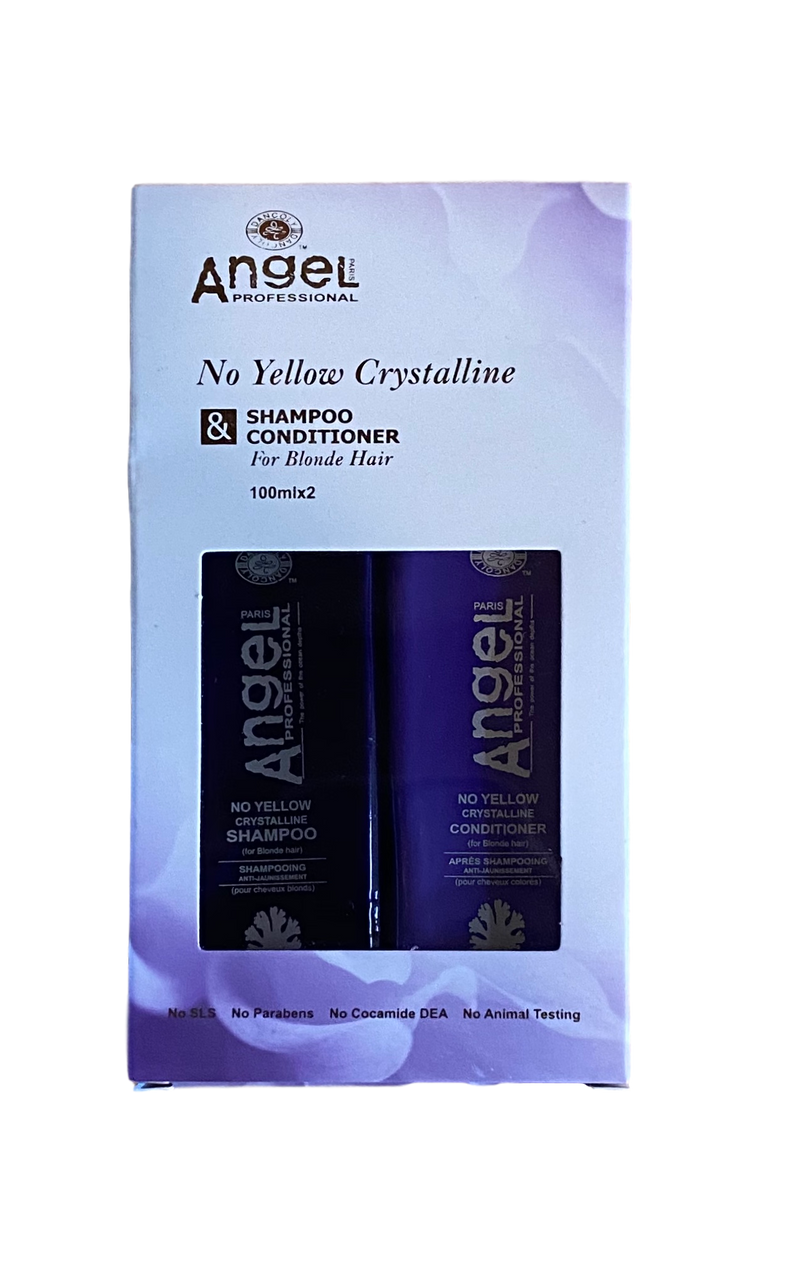 Angel Professional no yellow shampoo & conditioner travel duo, 2x100ml