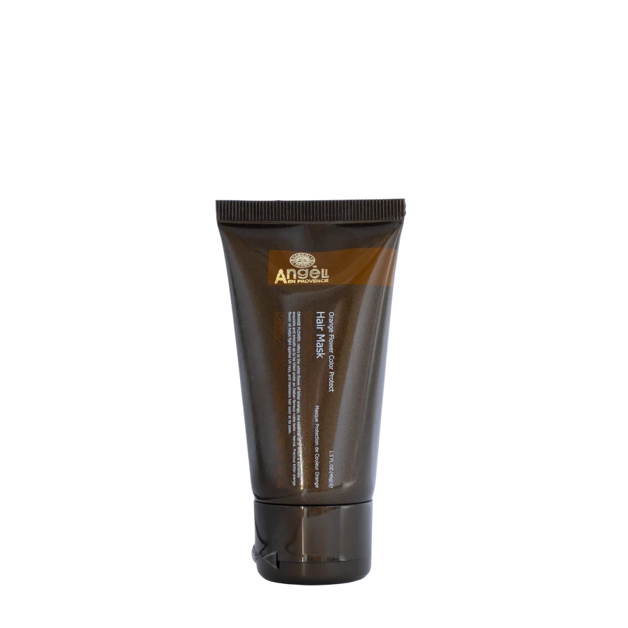 Hair mask tube: Angel En Provence, dark brown with silver cap