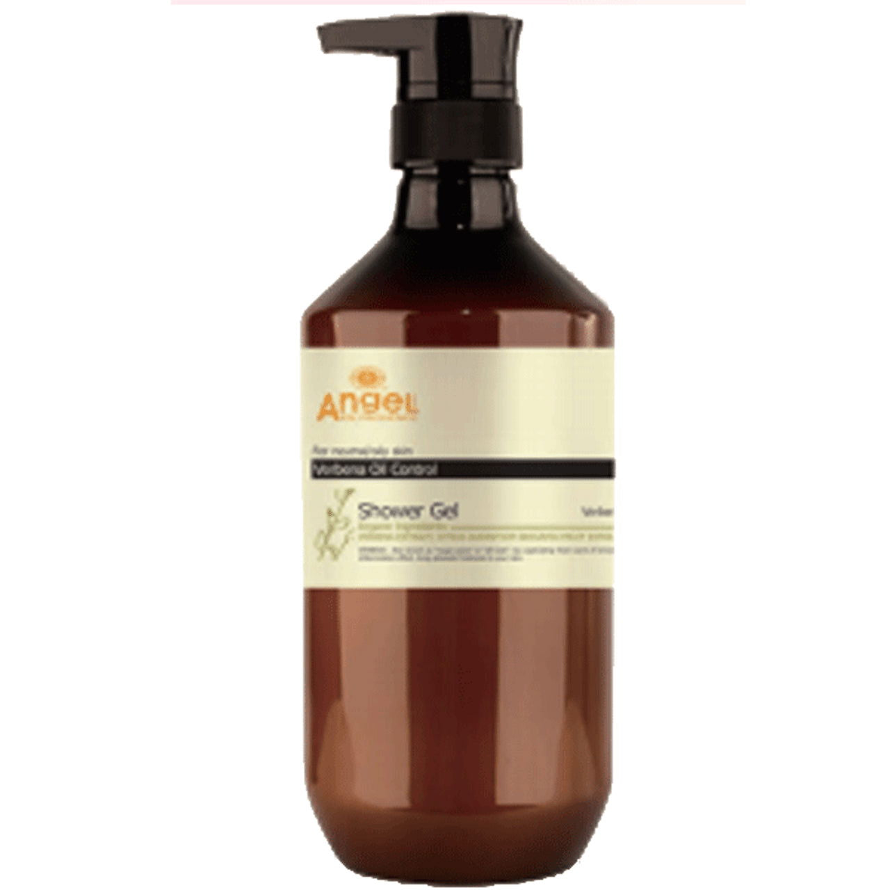 Angel shower gel bottle with pump, dark amber brown