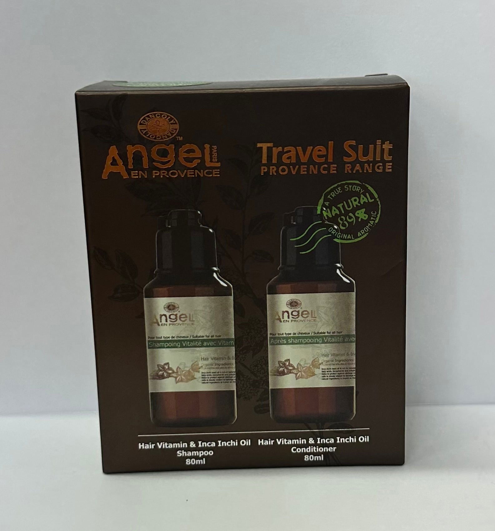 Angel Hair Vitamin and Inca Inchi Oil travel duo box with two 80ml bottles