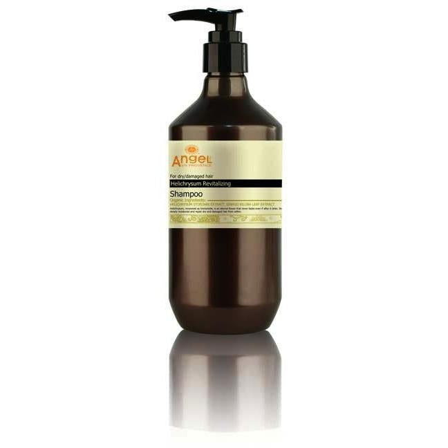 Angel shampoo bottle with black pump and amber glass, cream label, 400 ml