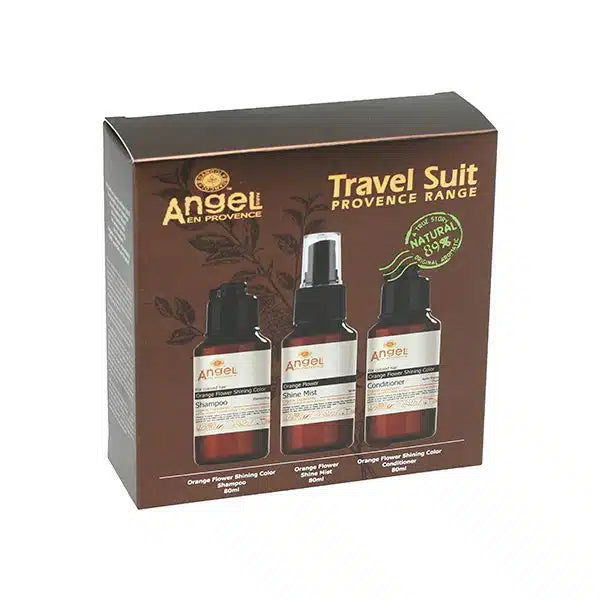Orange flower travel trio hair care set: three bottles in gift box